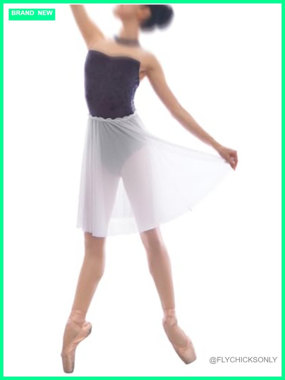 Mesh Ballet Skirt Women Ruffle Elastic Waistband 20.5" Practice